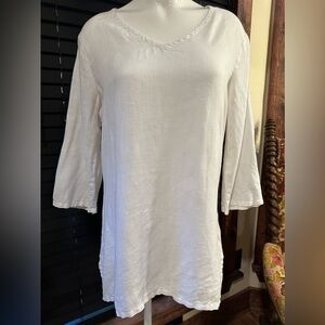 EUC Russ Berens LINNEN Tunic blouse  white color Sz S